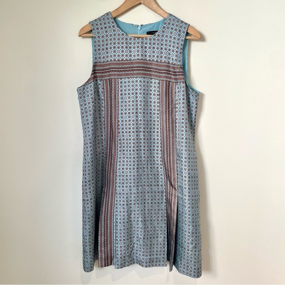J. Crew Dresses & Skirts - J. Crew Silk Sleeveless Shift Dress Light Blue Printed Office Career Size 14